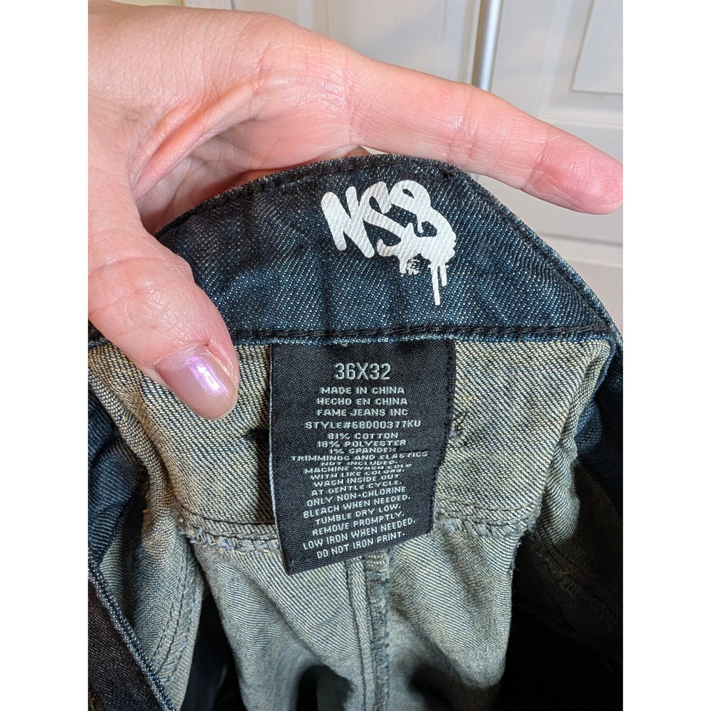 NSS Denim Jeans Dark Wash Whiskered Straight Leg 68D00377KU - Size 36 - Picture 8 of 8